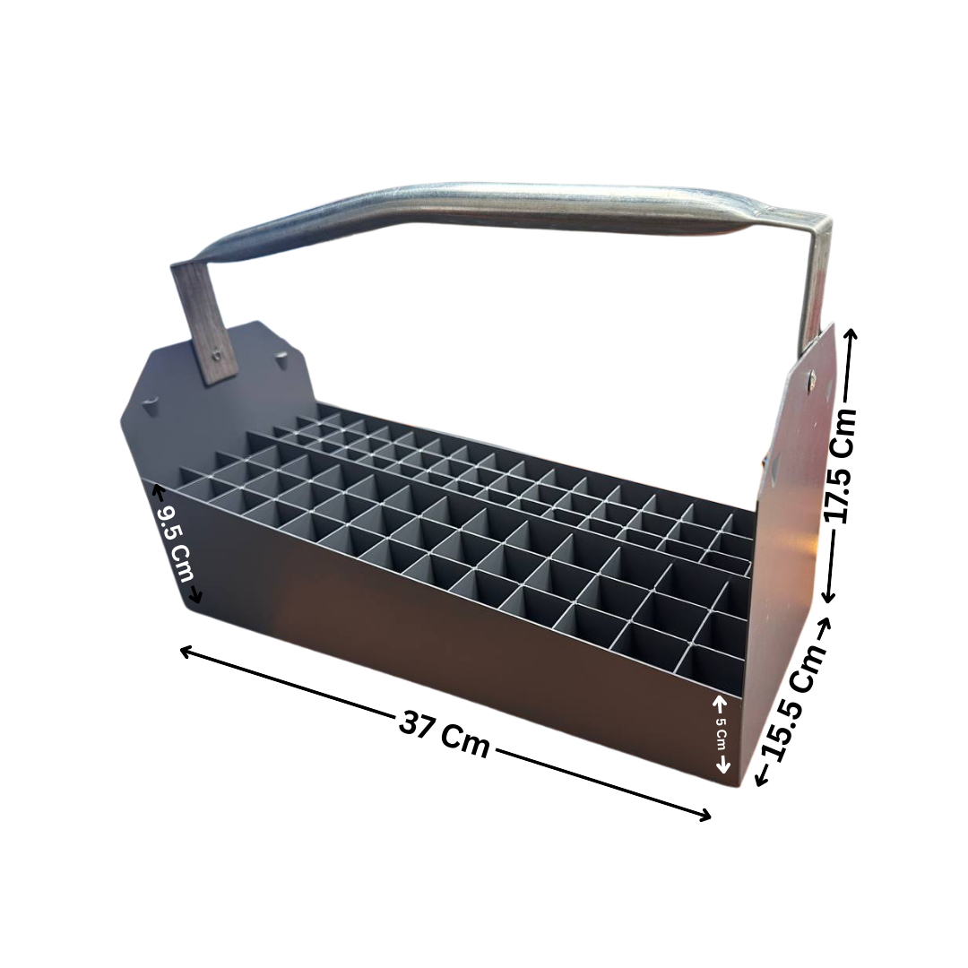 DURETECH Black Iron Nipple Caddy Tray, Organizer Tool Box for 1/2 and 3/4 Inch Fittings, 87 Nipple Capacity with Handle