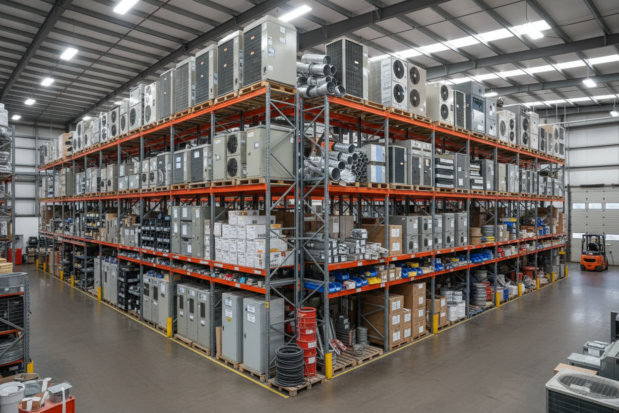 warehouse full hvac product and electrical products